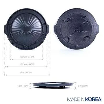 COOKKING - Master Grill Pan, Korean Traditional BBQ Grill Pan - Stovetop Nonstick Indoor/Outdoor Smokeless BBQ Cast Aluminum Grill Pan