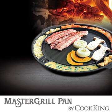 COOKKING - Master Grill Pan, Korean Traditional BBQ Grill Pan - Stovetop Nonstick Indoor/Outdoor Smokeless BBQ Cast Aluminum Grill Pan