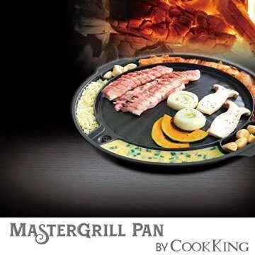 COOKKING - Master Grill Pan, Korean Traditional BBQ Grill Pan - Stovetop Nonstick Indoor/Outdoor Smokeless BBQ Cast Aluminum Grill Pan