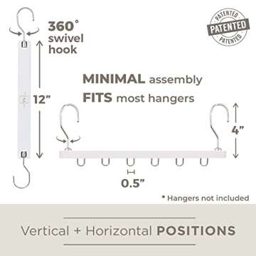 MORALVE Space Saving Hangers for Closet - 4 Pack European Beechwood Shirt Organizer with 360° Swivel Hook - Collapsible Clothes Hangers for Space Saving and Closet Organization