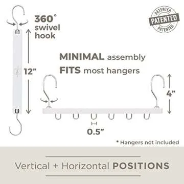 MORALVE Space Saving Hangers for Closet - 4 Pack European Beechwood Shirt Organizer with 360° Swivel Hook - Collapsible Clothes Hangers for Space Saving and Closet Organization
