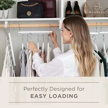 MORALVE Space Saving Hangers for Closet - 4 Pack European Beechwood Shirt Organizer with 360° Swivel Hook - Collapsible Clothes Hangers for Space Saving and Closet Organization