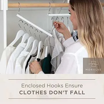 MORALVE Space Saving Hangers for Closet - 4 Pack European Beechwood Shirt Organizer with 360° Swivel Hook - Collapsible Clothes Hangers for Space Saving and Closet Organization