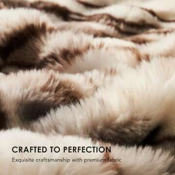 EVERGRACE Ultra Soft Luxury Fluffy Ridgeline Faux Rabbit Fur Throw Blanket, Thick Warm Bubble Throw for Bed, Cozy Plush Reversible Blankets for Couch, Chair, Sofa, Beige & Gray, 60x80 Inches, 870 GSM