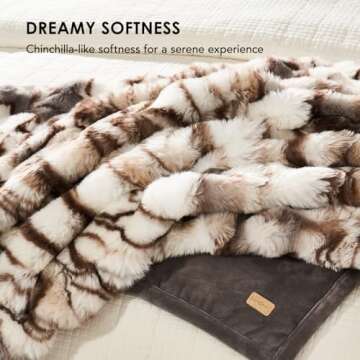 EVERGRACE Ultra Soft Luxury Fluffy Ridgeline Faux Rabbit Fur Throw Blanket, Thick Warm Bubble Throw for Bed, Cozy Plush Reversible Blankets for Couch, Chair, Sofa, Beige & Gray, 60x80 Inches, 870 GSM