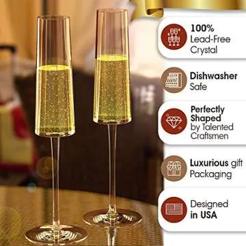 Elegant Champagne Flutes Set of 4, Dishwasher Safe Crystal Glasses