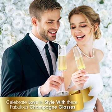 Elegant Champagne Flutes Set of 4, Dishwasher Safe Crystal Glasses