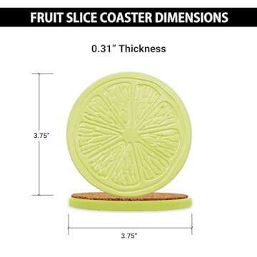 Questech Decor Drink Coasters - Boho Coasters for Coffee Table, Farmhouse Home Decor, Kitchen Decor Housewarming Gift, Fruit Slice, Assorted Colors, Set of 4