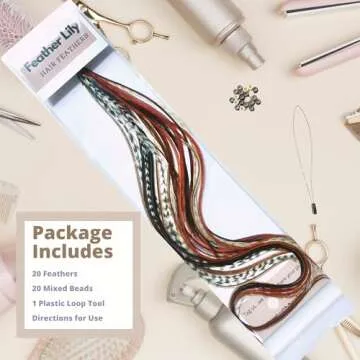 Stunning Hair Feathers Kit - 20 Colorful Extensions