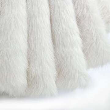 72-Inch Hearthside White Faux Fur Christmas Tree Skirt, Fuzzy Plush Xmas Tree Base Cover Holiday Decoration