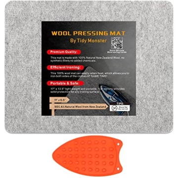 17''x13.5'' Wool Pressing Mat for Quilting, 100% Wool from New Zealand, Portable Felted Wool Ironing...