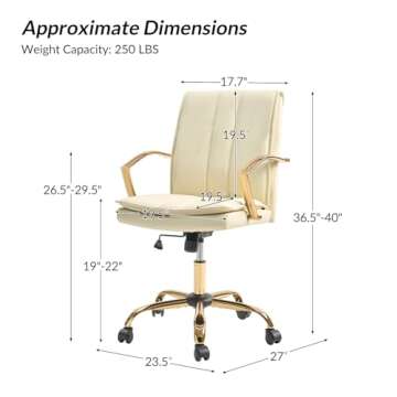 HULALA HOME Faux Leather Office Chair, Modern Adjustable Swivel Rocking Rolling Wheels Computer Desk...