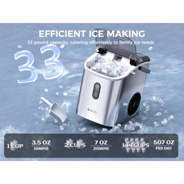 Ecozy Nugget Ice Maker - Daily 33 lbs of Chewable Ice