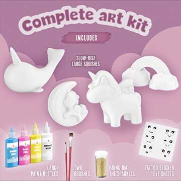 DOODLE HOG Unicorn Squishy Paint Set for Kids Ages 8-12, Unicorn Gifts for Girls 8-10, Arts and Crafts for Kids, Paint Your Own Squishies Kit