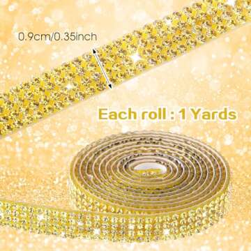 Self Adhesive Rhinestone Ribbons 4 Rolls Bling Crystal Rhinestone Strips Stickers Glitter Wrap Roll ...