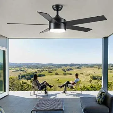 POCHFAN Black Ceiling Fan with Lights & Remote Control