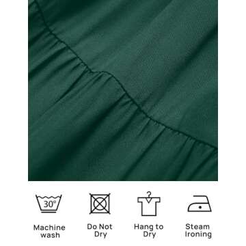 ZESICA Women's 2024 Summer Casual Flutter Short Sleeve Crew Neck Smocked Elastic Waist Tiered Midi Dress,Dark Green,Medium