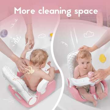 BabyBond Baby Bath Seat with Sitting & Lying 2 Modes, 3-Speed Adjustment, Powerful Suction Cups, Infant Bathtub Chair with Soft and Comfortable Towel, Folding and Hanging