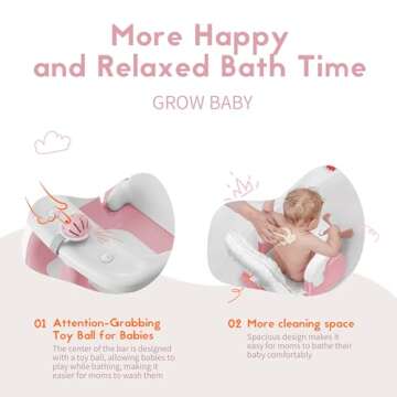 BabyBond Baby Bath Seat with Sitting & Lying 2 Modes, 3-Speed Adjustment, Powerful Suction Cups, Infant Bathtub Chair with Soft and Comfortable Towel, Folding and Hanging