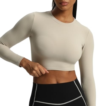 Aoxjox Long Sleeve Crop Top for Women - Stylish Fitness Wear