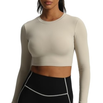 Aoxjox Long Sleeve Crop Top for Women - Stylish Fitness Wear