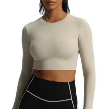 Aoxjox Long Sleeve Crop Top for Women - Stylish Fitness Wear