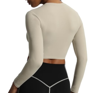 Aoxjox Long Sleeve Crop Top for Women - Stylish Fitness Wear