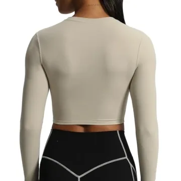 Aoxjox Long Sleeve Crop Top for Women - Stylish Fitness Wear