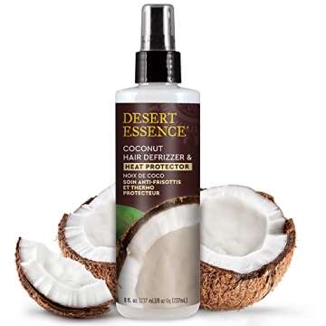 Desert Essence Coconut Hair Defrizzer & Heat Protector - 8 oz, Vegan & Cruelty Free