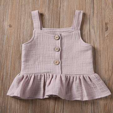 Toddler Kids Baby Girls Summer Outfits Halter Ruffled Sleeveless Tank Tops and Shorts Set 2 Piece Clothes (Meat Meal, 6-12 Months)