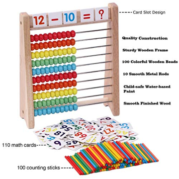 Cltoyvers Educational Wooden Abacus for Kids Math Skills