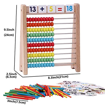 Cltoyvers Educational Wooden Abacus for Kids Math Skills