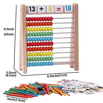 Cltoyvers Educational Wooden Abacus for Kids Math Skills