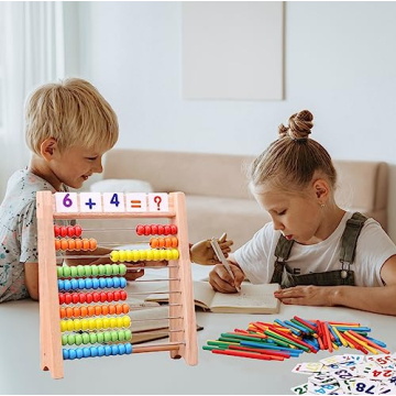 Cltoyvers Educational Wooden Abacus for Kids Math Skills
