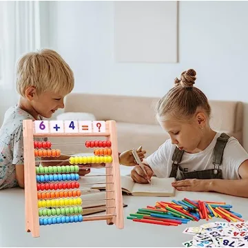 Cltoyvers Educational Wooden Abacus for Kids Math Skills