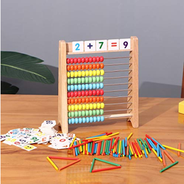 Cltoyvers Educational Wooden Abacus for Kids Math Skills