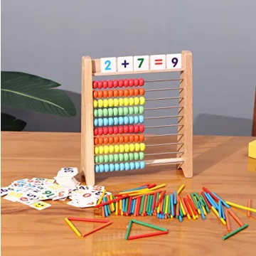Cltoyvers Educational Wooden Abacus for Kids Math Skills