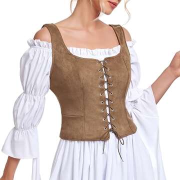 Century Star Women Renaissance Corset Pirate Vest Medieval Steampunk Corset Top Lace Up Vintage Vict...