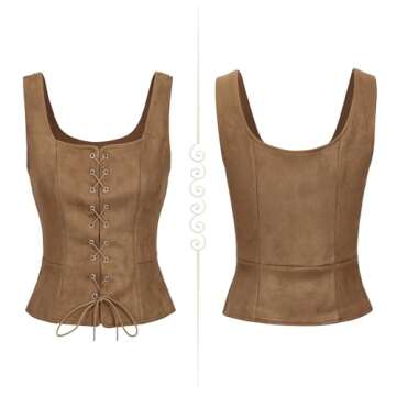 Century Star Women Renaissance Corset Pirate Vest Medieval Steampunk Corset Top Lace Up Vintage Victorian Cosplay Costume Bodice Brown Small