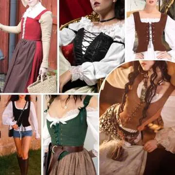 Century Star Women Renaissance Corset Pirate Vest Medieval Steampunk Corset Top Lace Up Vintage Victorian Cosplay Costume Bodice Brown Small