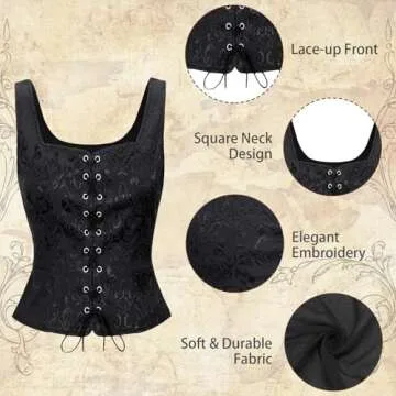 Century Star Women Renaissance Corset Pirate Vest Medieval Steampunk Corset Top Lace Up Vintage Victorian Cosplay Costume Bodice Brown Small
