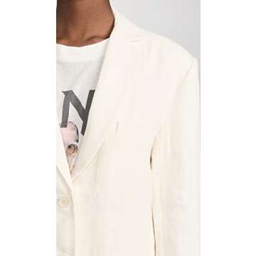 ANINE BING Quinn Blazer - Chic White Linen Women's Styles