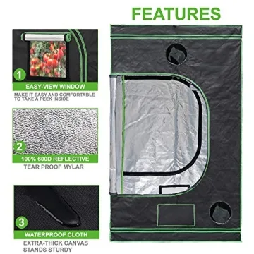 JungleA 4x4 Grow Tent,Indoor Hydroponic Greenhouse Growing Tent,48"x48"x80" Large Grow Tent Kit,Home Plant Farmer Mushroom Grow Box w/Window & Tray
