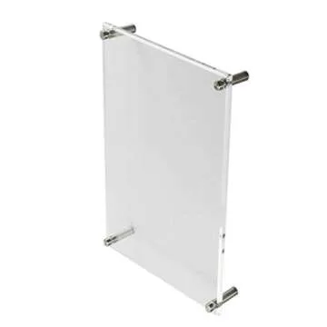 B&NN Double Panel Floating Clear Acrylic Wall Mount Sign Frame Certificate Frame Wall Photo or Document Frame (8x10)