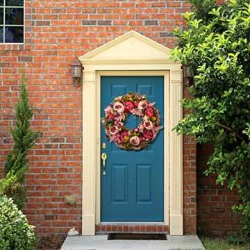 BOMAROLAN 19 Inch Peony Wreath for Year-Round Charm