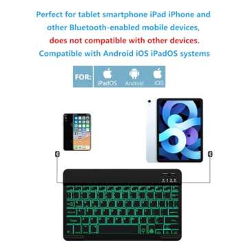 Backlit Bluetooth Keyboard Small Portable External Wireless Keyboard Cordless Rechargeable Illuminat...