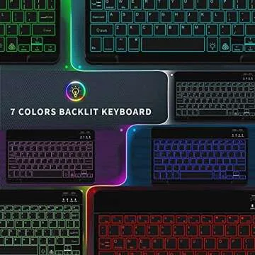 Backlit Bluetooth Keyboard Small Portable External Wireless Keyboard Cordless Rechargeable Illuminated for Android Tablet Cell Phone Smartphone iPad Pro Air Mini iPhone Windows Surface (Black)