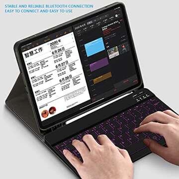 Backlit Bluetooth Keyboard Small Portable External Wireless Keyboard Cordless Rechargeable Illuminated for Android Tablet Cell Phone Smartphone iPad Pro Air Mini iPhone Windows Surface (Black)