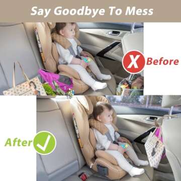 Etre Jeune Purse Hook for Car, Purse Holder Car Headrest Hooks Leather for Hanging Purses and Bags, 2 Pack Beige