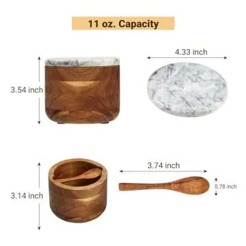 TFTP Salt Cellar with Lid - Big Size Elegant Salt Container and Pepper Holder - Stylish Salt Box wit...